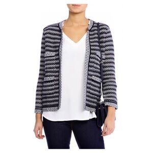 MAJE • Wool-Blend Knit Open Front Cardigan in Blue